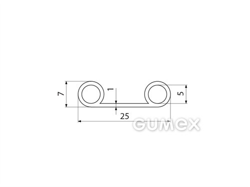 Silikónový profil tvaru tvarový s dutinkami, 7x25/1mm, 60°ShA, -60°C/+180°C, transparentný